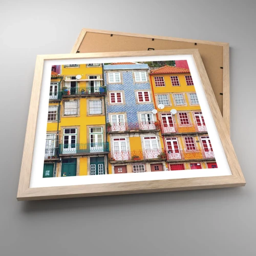 Poster in einem Rahmen aus heller Eiche - Farben der Altstadt - 40x40 cm