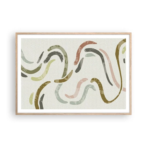 Poster in einem Rahmen aus heller Eiche - Fröhlicher Tanz der Abstraktion - 100x70 cm