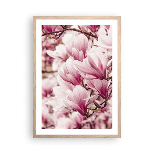 Poster in einem Rahmen aus heller Eiche - Frühling ist rosa - 50x70 cm