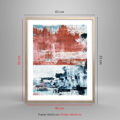 Poster in einem Rahmen aus heller Eiche - Fünfzig-Fünfzig abstrakt - 40x50 cm