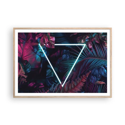 Poster in einem Rahmen aus heller Eiche - Garten im Disco-Stil - 100x70 cm