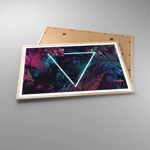 Poster in einem Rahmen aus heller Eiche - Garten im Disco-Stil - 91x61 cm