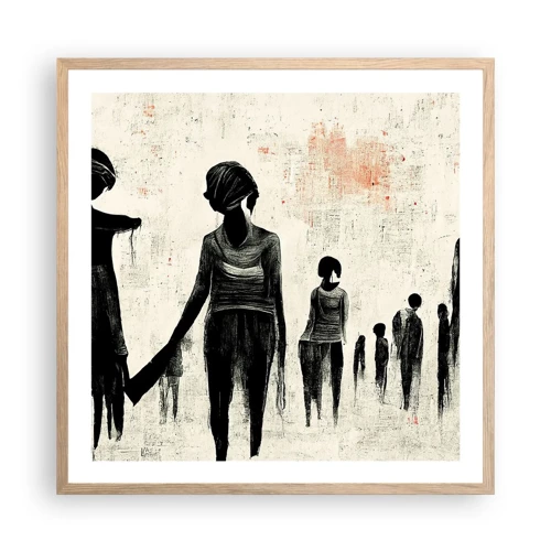 Poster in einem Rahmen aus heller Eiche - Gegen die Einsamkeit - 60x60 cm