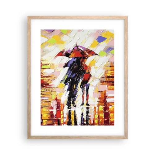 Poster in einem Rahmen aus heller Eiche - Gemeinsam durch die Nacht und den Regen - 40x50 cm