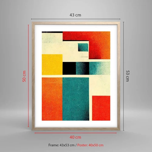 Poster in einem Rahmen aus heller Eiche - Geometrische Abstraktion – gute Energie - 40x50 cm