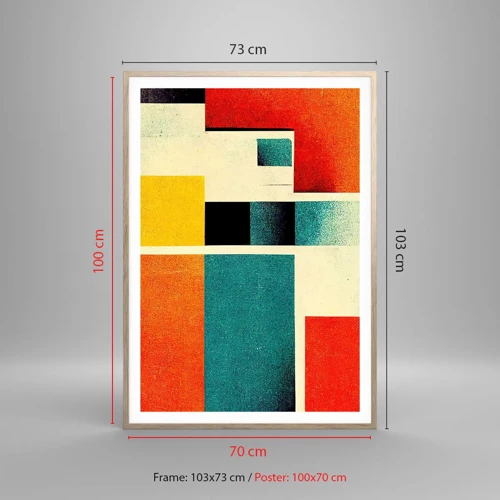 Poster in einem Rahmen aus heller Eiche - Geometrische Abstraktion – gute Energie - 70x100 cm