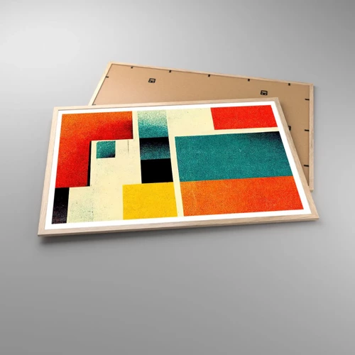 Poster in einem Rahmen aus heller Eiche - Geometrische Abstraktion – gute Energie - 91x61 cm