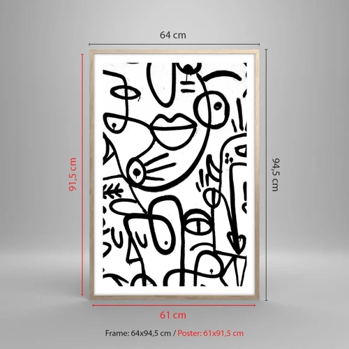Poster in einem Rahmen aus heller Eiche - Gesichter und Luftspiegelungen - 61x91 cm