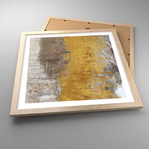 Poster in einem Rahmen aus heller Eiche - Goldene Explosion - 40x40 cm