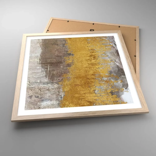 Poster in einem Rahmen aus heller Eiche - Goldene Explosion - 50x50 cm