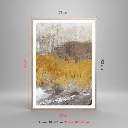 Poster in einem Rahmen aus heller Eiche - Goldene Explosion - 70x100 cm