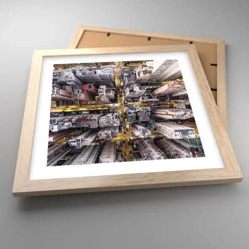 Poster in einem Rahmen aus heller Eiche - Grüße aus Hongkong - 30x30 cm