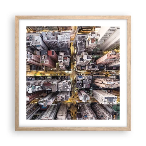 Poster in einem Rahmen aus heller Eiche - Grüße aus Hongkong - 50x50 cm
