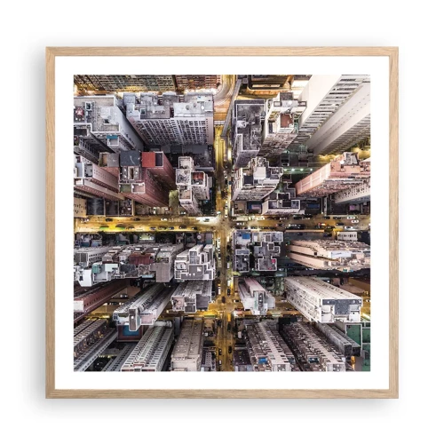 Poster in einem Rahmen aus heller Eiche - Grüße aus Hongkong - 60x60 cm