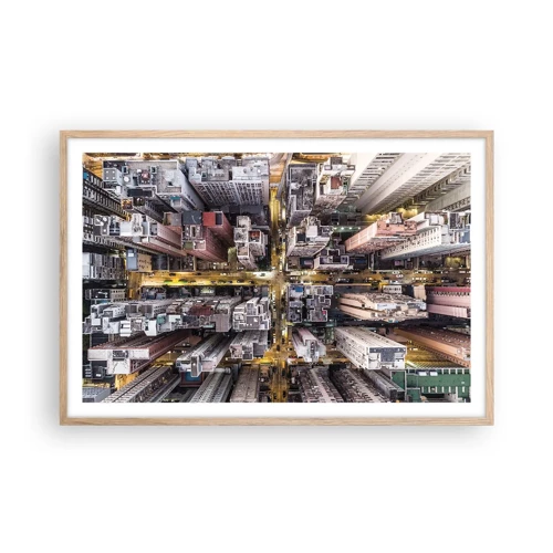 Poster in einem Rahmen aus heller Eiche - Grüße aus Hongkong - 91x61 cm