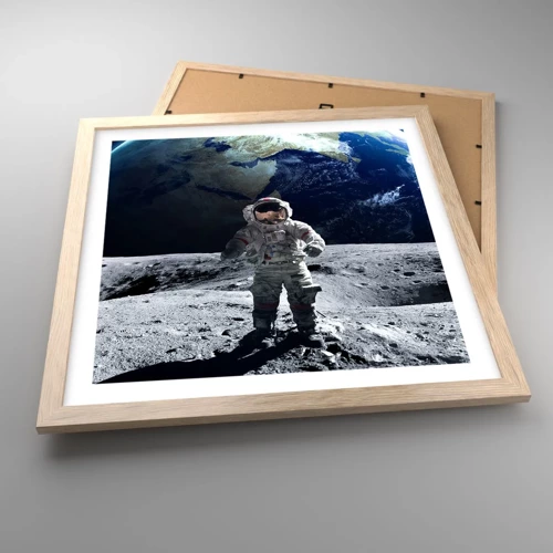 Poster in einem Rahmen aus heller Eiche - Grüße vom Mond - 40x40 cm