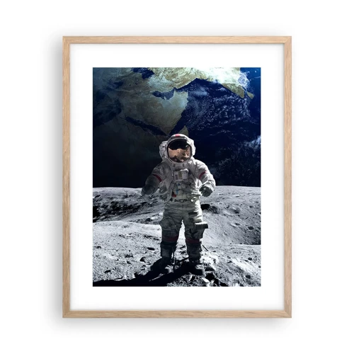 Poster in einem Rahmen aus heller Eiche - Grüße vom Mond - 40x50 cm