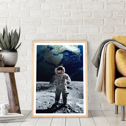 Poster in einem Rahmen aus heller Eiche - Grüße vom Mond - 61x91 cm