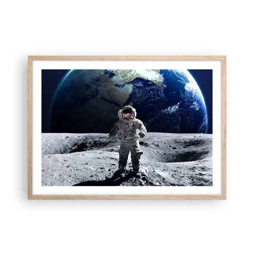 Poster in einem Rahmen aus heller Eiche - Grüße vom Mond - 70x50 cm