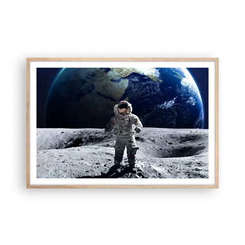 Poster in einem Rahmen aus heller Eiche - Grüße vom Mond - 91x61 cm