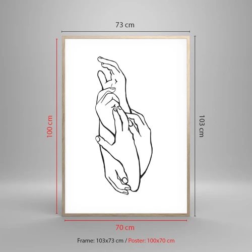 Poster in einem Rahmen aus heller Eiche - Gute Geste - 70x100 cm