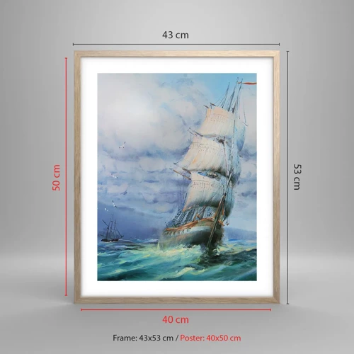 Poster in einem Rahmen aus heller Eiche - Guter Wind - 40x50 cm