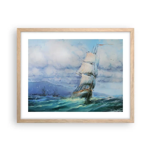 Poster in einem Rahmen aus heller Eiche - Guter Wind - 50x40 cm