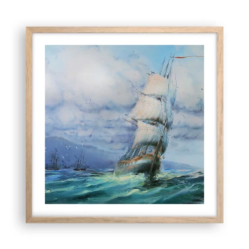 Poster in einem Rahmen aus heller Eiche - Guter Wind - 50x50 cm