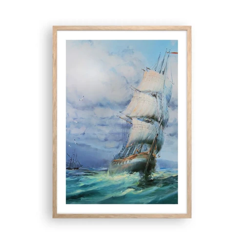 Poster in einem Rahmen aus heller Eiche - Guter Wind - 50x70 cm