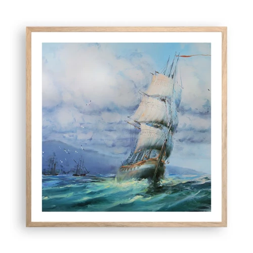 Poster in einem Rahmen aus heller Eiche - Guter Wind - 60x60 cm