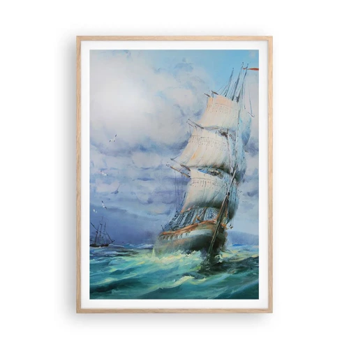 Poster in einem Rahmen aus heller Eiche - Guter Wind - 70x100 cm