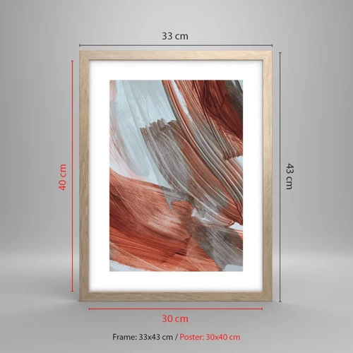 Poster in einem Rahmen aus heller Eiche - Herbst und windige Abstraktion - 30x40 cm