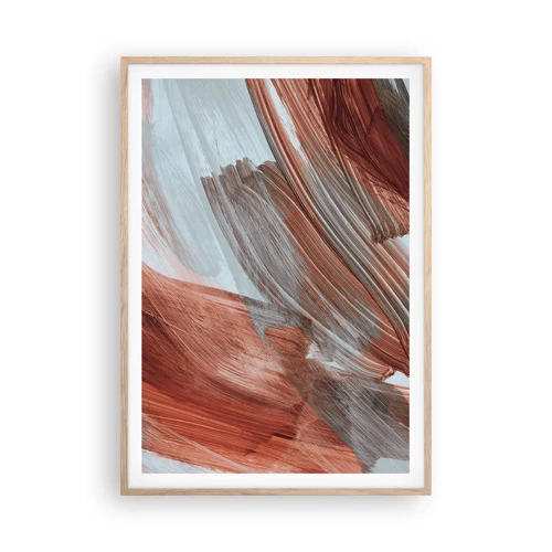 Poster in einem Rahmen aus heller Eiche - Herbst und windige Abstraktion - 70x100 cm