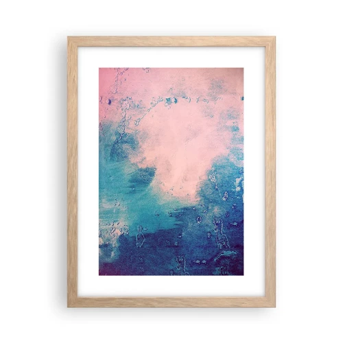 Poster in einem Rahmen aus heller Eiche - Himmelsblaue Umarmungen - 30x40 cm