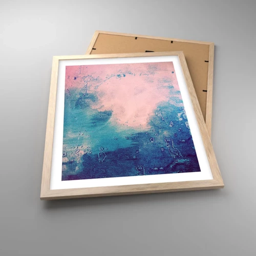Poster in einem Rahmen aus heller Eiche - Himmelsblaue Umarmungen - 40x50 cm