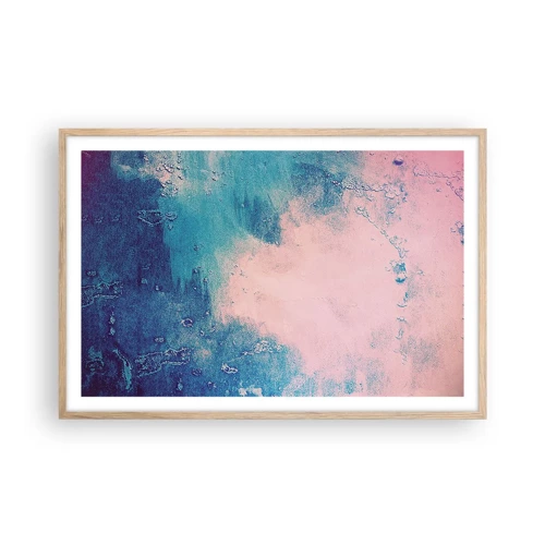 Poster in einem Rahmen aus heller Eiche - Himmelsblaue Umarmungen - 91x61 cm