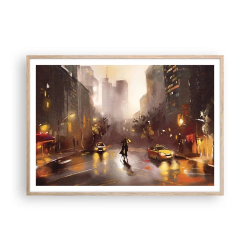 Poster in einem Rahmen aus heller Eiche - Im Licht von New York - 100x70 cm