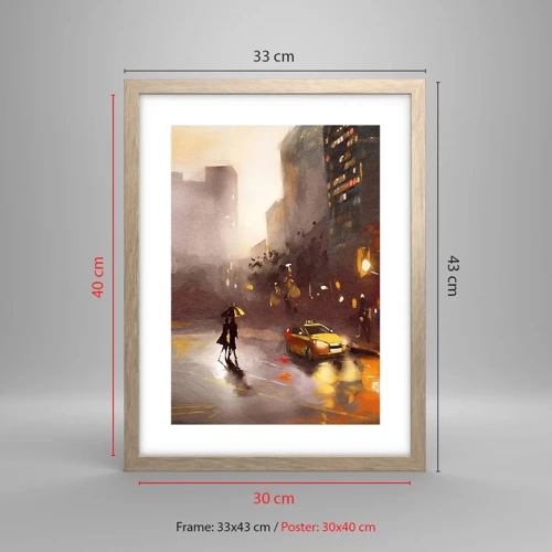 Poster in einem Rahmen aus heller Eiche - Im Licht von New York - 30x40 cm