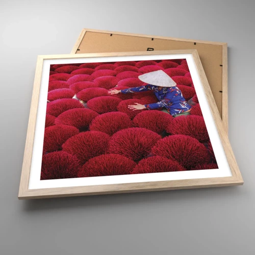 Poster in einem Rahmen aus heller Eiche - Im Reisfeld - 50x50 cm