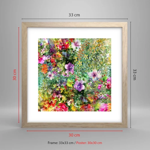 Poster in einem Rahmen aus heller Eiche - In Blumen für das Verderben - 30x30 cm