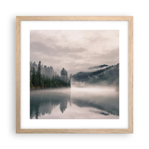 Poster in einem Rahmen aus heller Eiche - In Reflexion, im Nebel - 40x40 cm