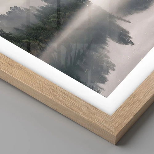 Poster in einem Rahmen aus heller Eiche - In Reflexion, im Nebel - 70x100 cm