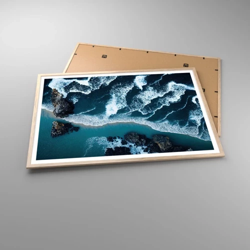 Poster in einem Rahmen aus heller Eiche - In Wellen gehüllt - 100x70 cm