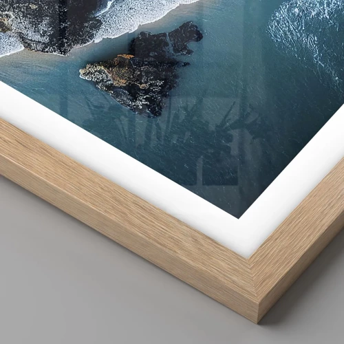 Poster in einem Rahmen aus heller Eiche - In Wellen gehüllt - 100x70 cm