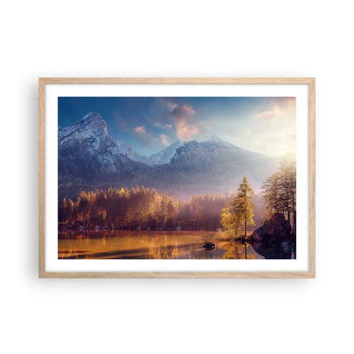 Poster in einem Rahmen aus heller Eiche - In den Bergen und Tälern - 70x50 cm
