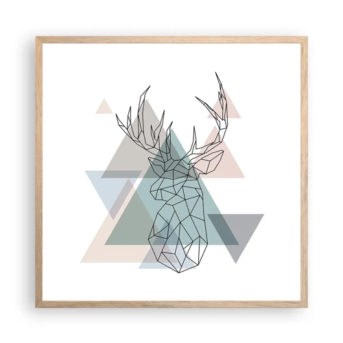 Poster in einem Rahmen aus heller Eiche - In einem geometrischen Wald - 60x60 cm