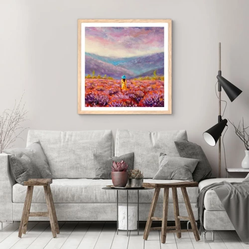 Poster in einem Rahmen aus heller Eiche - In einer Lavendelwelt - 50x50 cm