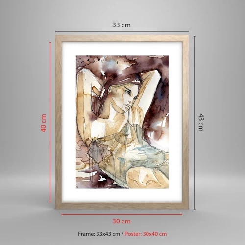 Poster in einem Rahmen aus heller Eiche - In lila Stimmung - 30x40 cm