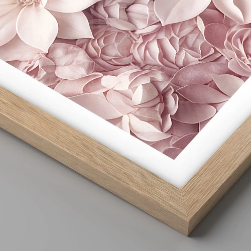 Poster in einem Rahmen aus heller Eiche - In rosa Blütenblättern - 30x30 cm