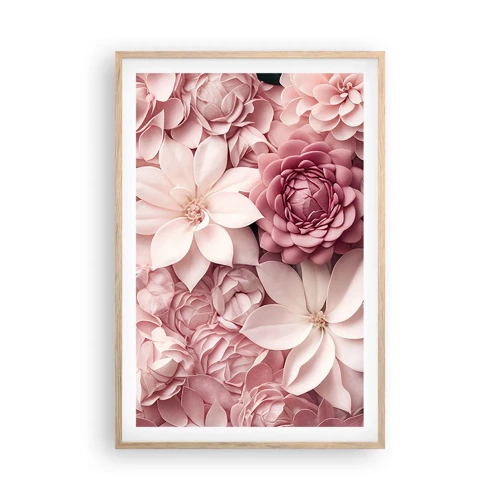 Poster in einem Rahmen aus heller Eiche - In rosa Blütenblättern - 61x91 cm